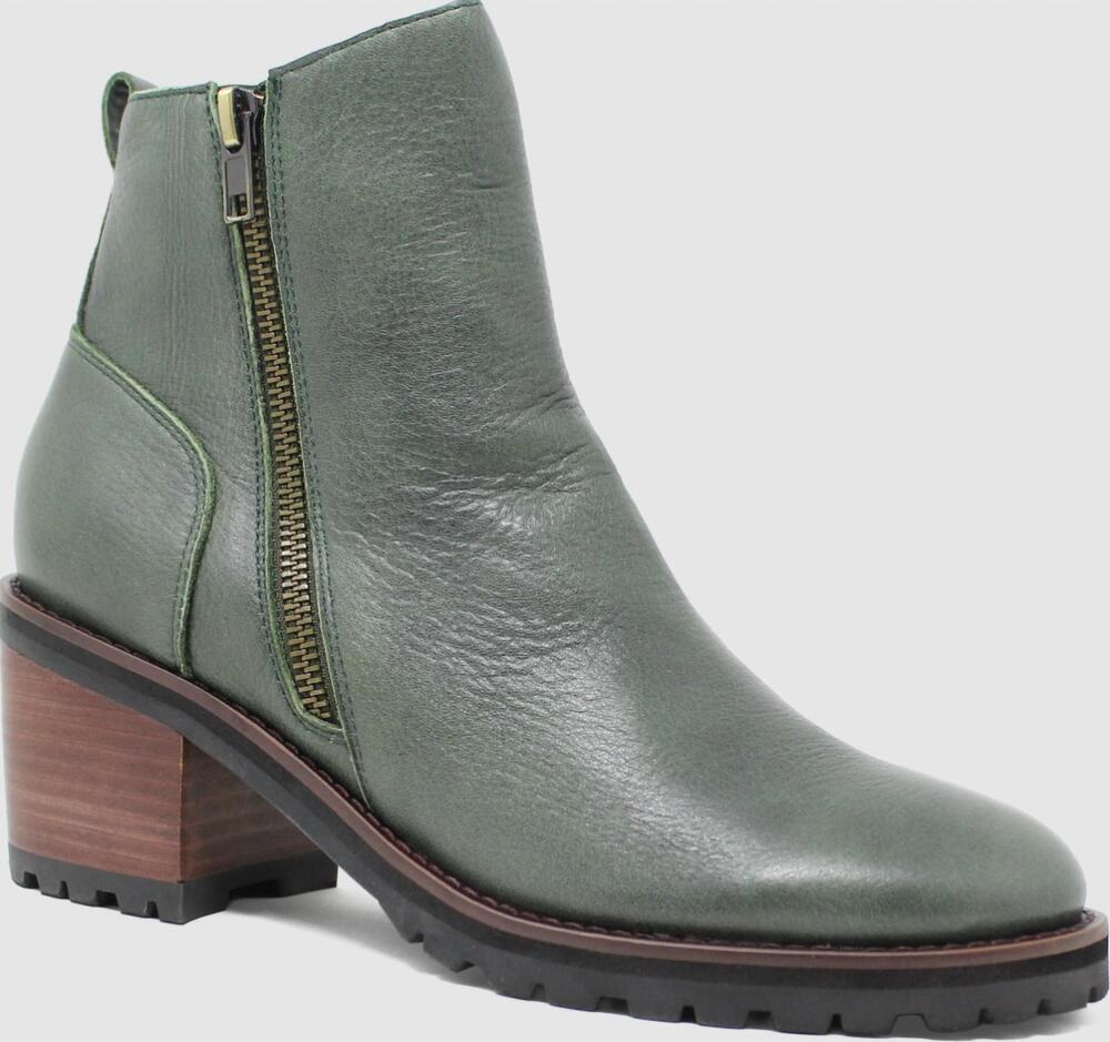 NEW DJANGO & JULIETTE women's birdi ankle boot in dark olive leather